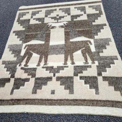 Vintage Peruvian Alpaca Wool Blanket