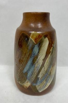 Vintage Hand Thrown Pottery Vase with Painted Design