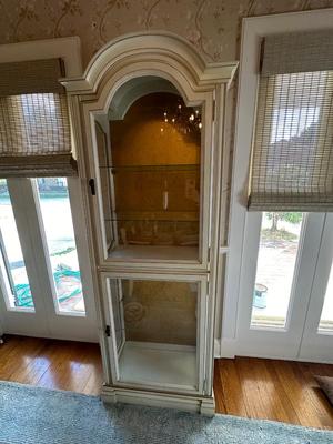 Curio Cabinet Lighted Two Door with Glass Shelving and Doors