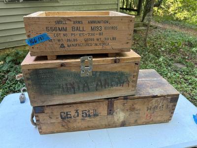Vintage Empty Wooden Ammo Crates #166