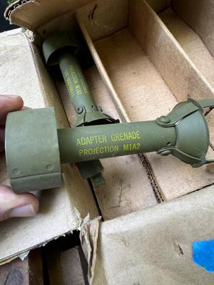 Vintage Wooden Ammo Crate and Inert Explosive Casings #167
