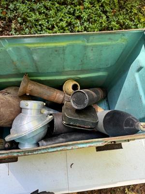 Metal Storage Box with Assorted Militaria #253B
