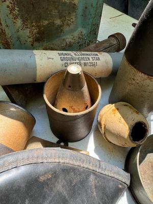 Metal Storage Box with Assorted Militaria #253B