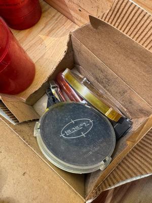 Wooden Ammo Crate with Assorted Powder Funnels for Reloader