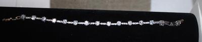15 Clear Round in Square Segments Bracelet with Fold-Over Clasp 6" L