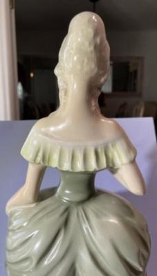 Mid-Century Colonial Dressed Lady Ceramic Hand Painted Figurine 15.75" Tall in VG Preowned Condition.