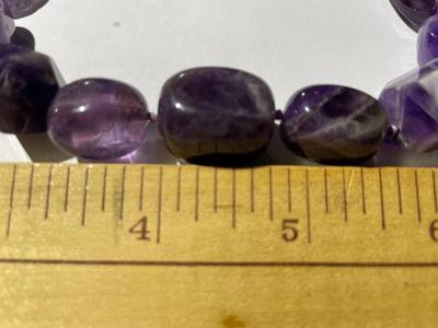 Vintage 22" Chunky Bead Amethyst Quartz Fashion Necklace in VG Preowned Condition as Pictured.