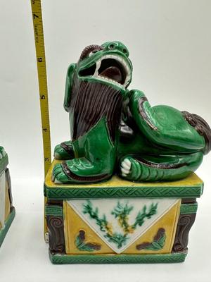 Pair of Chinese Porcelain Foo Dogs