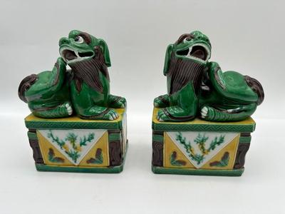 Pair of Chinese Porcelain Foo Dogs