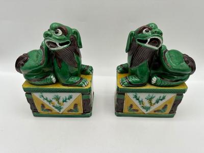 Pair of Chinese Porcelain Foo Dogs