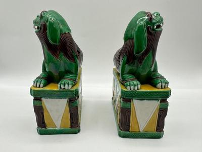 Pair of Chinese Porcelain Foo Dogs