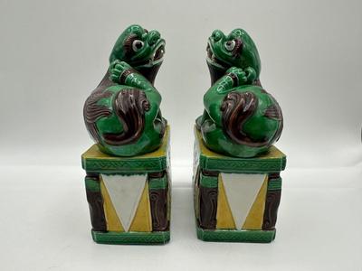 Pair of Chinese Porcelain Foo Dogs