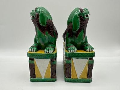 Pair of Chinese Porcelain Foo Dogs