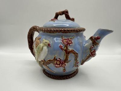 Vintage Teapot-Raised Relief Birds On Branches