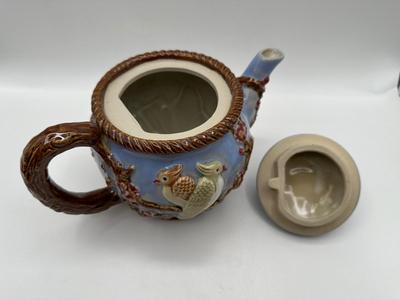 Vintage Teapot-Raised Relief Birds On Branches