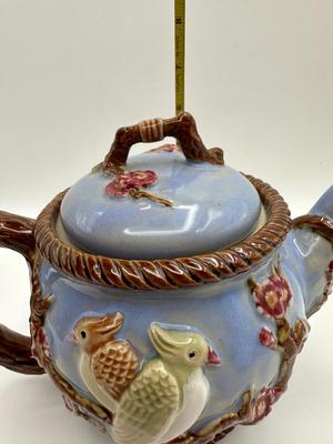 Vintage Teapot-Raised Relief Birds On Branches