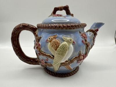 Vintage Teapot-Raised Relief Birds On Branches