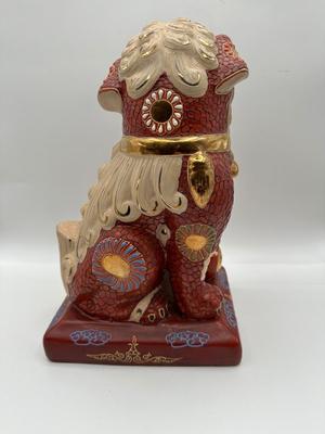 Foo Fu Dog Lion Dragon 24kt Gold Statue Important Asian Japanese Figurine
