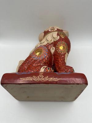 Foo Fu Dog Lion Dragon 24kt Gold Statue Important Asian Japanese Figurine