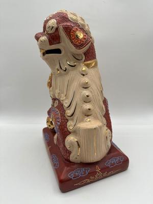 Foo Fu Dog Lion Dragon 24kt Gold Statue Important Asian Japanese Figurine