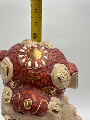 Foo Fu Dog Lion Dragon 24kt Gold Statue Important Asian Japanese Figurine