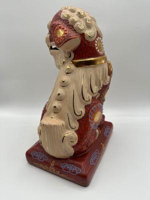 Foo Fu Dog Lion Dragon 24kt Gold Statue Important Asian Japanese Figurine