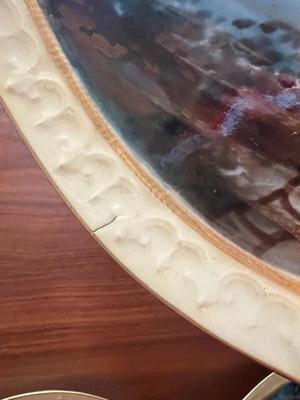 Antique Limoges Hand Painted Fish Platter w/Diver 24-1/2" Long & 12 Plates 9" in Diameter in Great Condition.