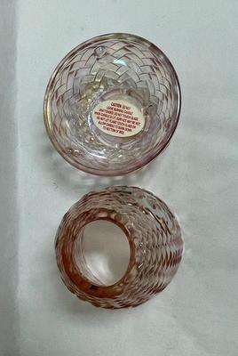 Fenton Fairy Lamp Pink with Pink Flowers