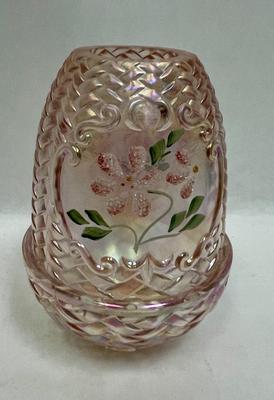 Fenton Fairy Lamp Pink with Pink Flowers