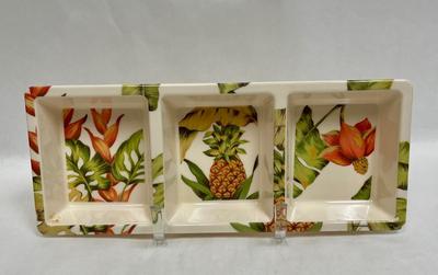 Erica Freedman Three Part Melamine Dish tropical Pineapple Design
