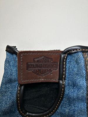 Lot K. Leather and Denim Riding Gloves. sz Lg