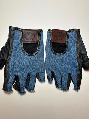 Lot M. Denim and Leather Riding Gloves sz Med.