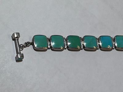 Vintage Acleoni Classic Southwest Turquoise 7-8" Adjustable Bracelet Color Varies from a Clear Powder Blue to a Blue Green...