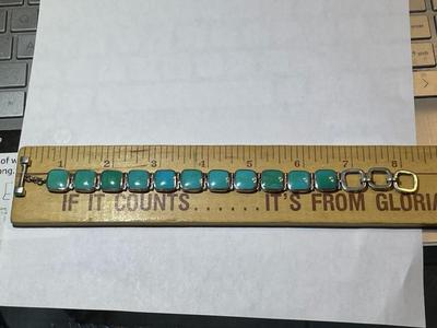 Vintage Acleoni Classic Southwest Turquoise 7-8" Adjustable Bracelet Color Varies from a Clear Powder Blue to a Blue Green...