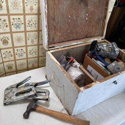 Lot 83 Wood box of tools & misc