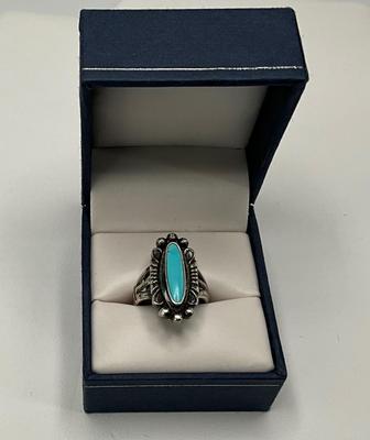 Vintage Native American turquoise stone/sterling ring size 5