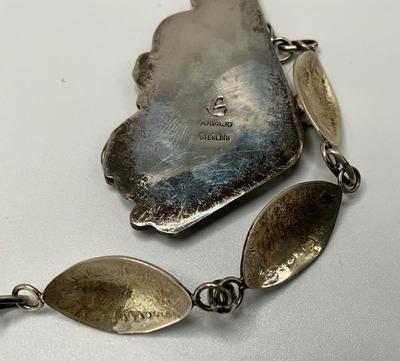 Navajo Pendent with bracelet, sterling with turquoise stones