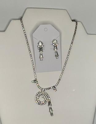 Stunning Austrian Crystal with CZs Necklace with Clip Earrings