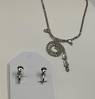 Stunning Austrian Crystal with CZs Necklace with Clip Earrings