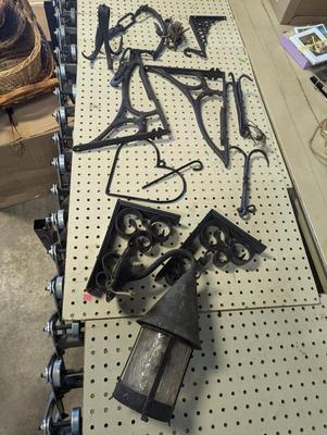 Cast Iron Shelf Brackets & Light