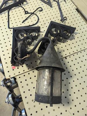 Cast Iron Shelf Brackets & Light