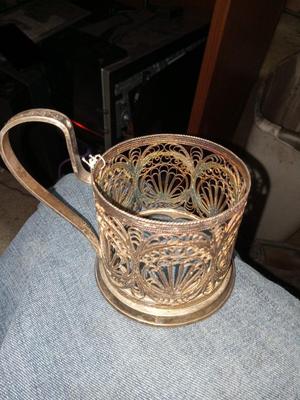 Pair of early teens Antique Russian Sterling Silver Teacup Holders