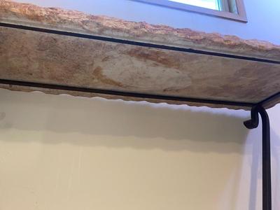 NICE STONE TOP & WROUGHT IRON SOFA/FOYER TABLE