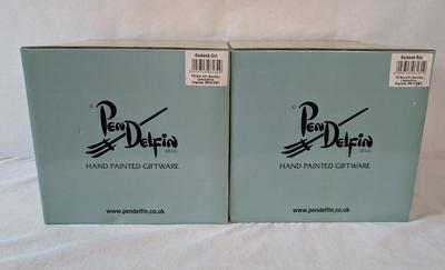 New in Box Pendelfin Bookend Boy and Girl