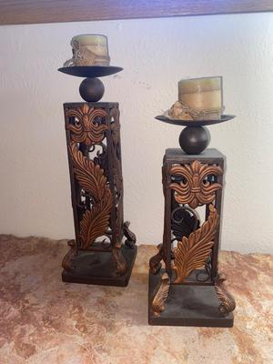BEAUTIFUL IRON AND COPPER CANDLE HOLDERS