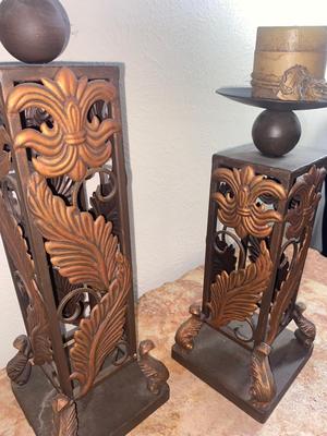 BEAUTIFUL IRON AND COPPER CANDLE HOLDERS