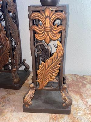 BEAUTIFUL IRON AND COPPER CANDLE HOLDERS