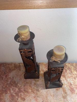 BEAUTIFUL IRON AND COPPER CANDLE HOLDERS