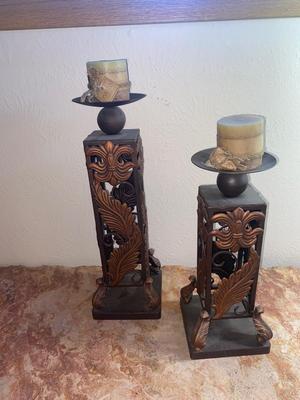 BEAUTIFUL IRON AND COPPER CANDLE HOLDERS