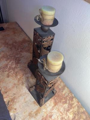 BEAUTIFUL IRON AND COPPER CANDLE HOLDERS